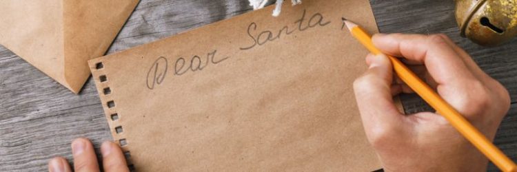 Letter to Santa Claus. Christmas decorations and a sheet of pape